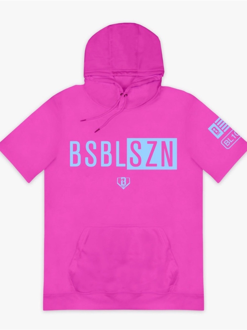 BSBL SZN Men’s Short Sleeve Hoodie - Hot Pink